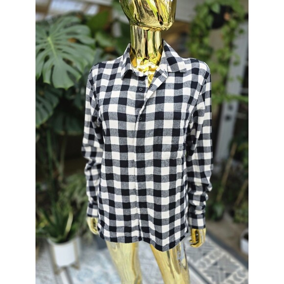 Sandro Paris Women's Flannel  Buffalo Check Plaid Button Down Shirt Size L - Picture 1 of 8